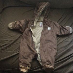 Carters Brown moose footed fur jacket onesie